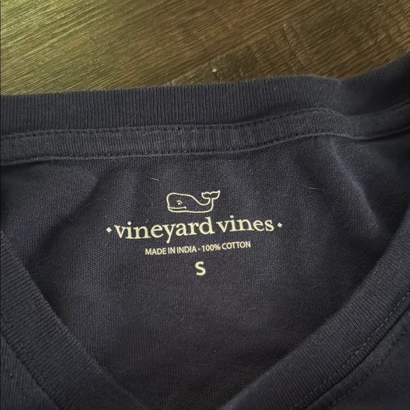 Vineyard Vines Classic Navy Tee with Pink Whale - Picture 2 of 3